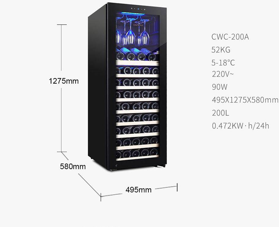 [85 Bottle][CWC-200A] Vinocave Stainless Steel Freestanding Wine Refrigerator Cooler Fridge - Polar Tech Australia