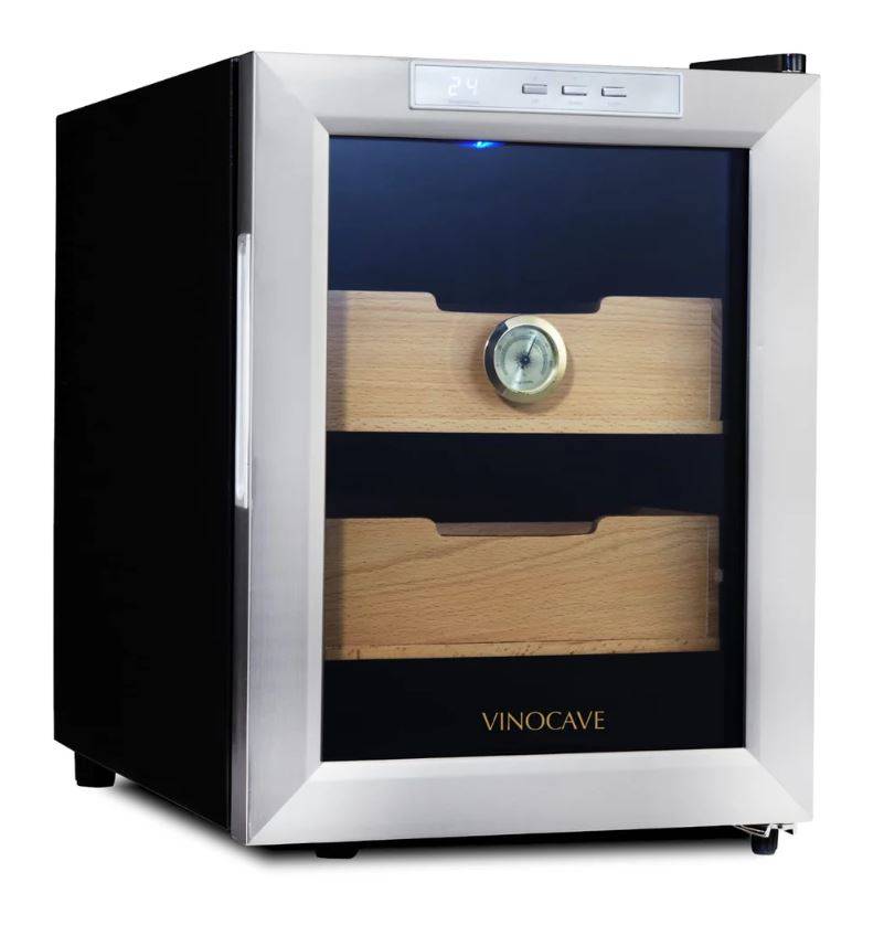 Vinocave Stainless Steel Freestanding Cigar Humidor Refrigerator Bar Cooler Fridge